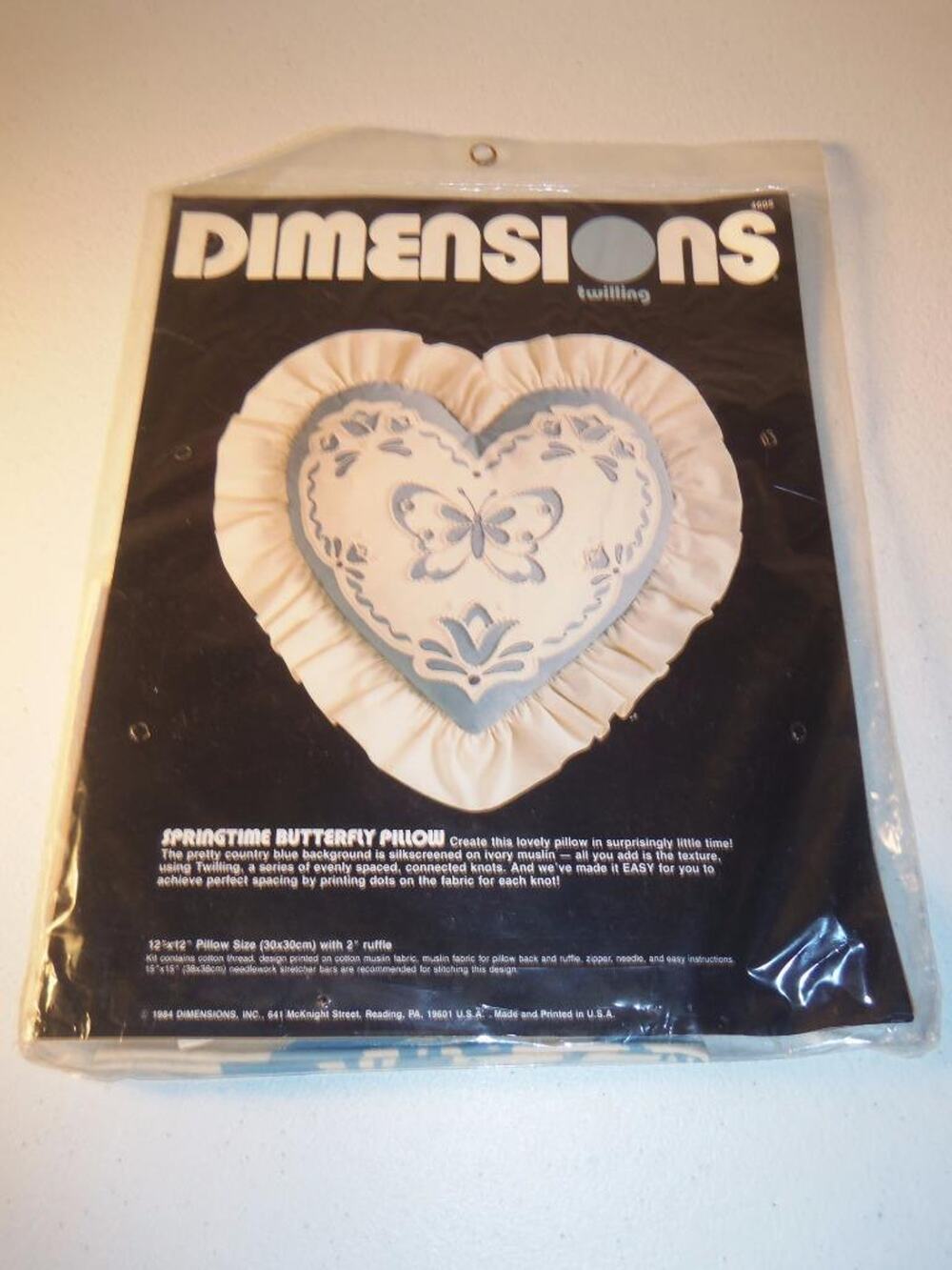 Dimensions Springtime Butterfly Heart Pillow Kit Twilling New 12"x 12" -0915T22